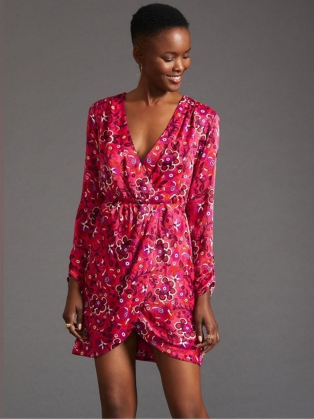 Maeve by Anthropologie Floral Faux Wrap Dress Pink | Small NWT
